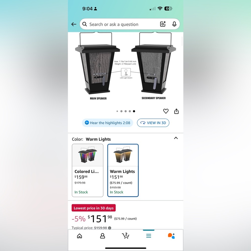 Warm Lights LED Speaker Set